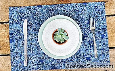 Tiada Jahit Diy Merah, Putih, Dan Placemats Fabrik Biru